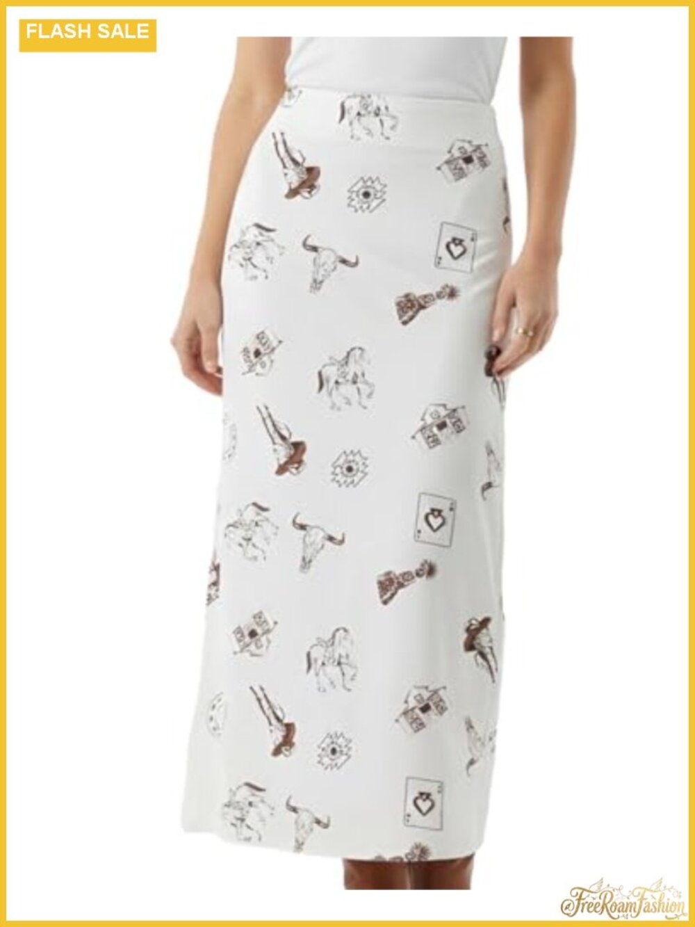 Women's Western Maxi Skirt Beige Satin A-Line High Waist Side-Zip